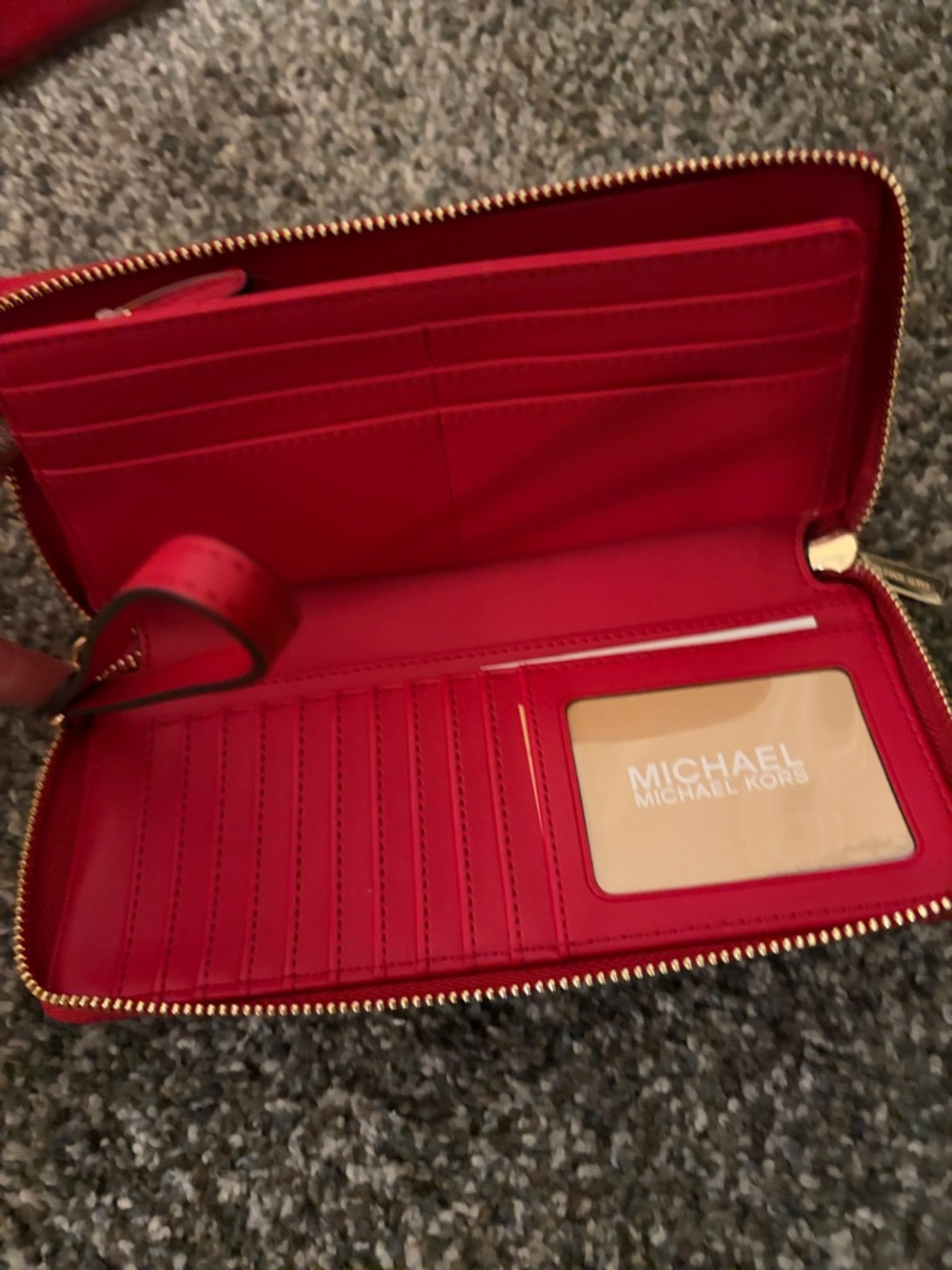 Michael Kors Red Pebbled Leather Tote Set with Wallet & Card Case - Picture 3 of 3